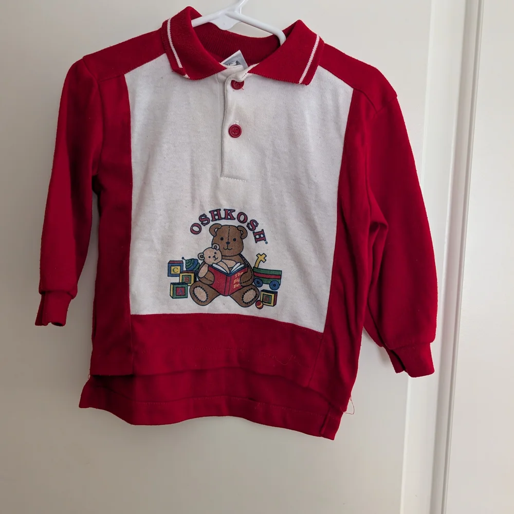 $ Vintage OshKosh‎ B'gosh Red and White Kids Shirt